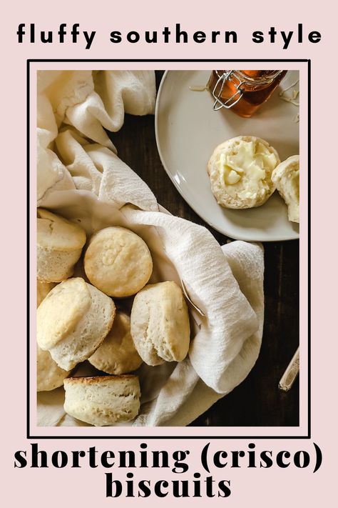 Shortening biscuits so soft and fluffy, they practically melt in your mouth, and they're brushed with melted butter for buttery flavor. Biscuits Using Shortening, Biscuits Made With Crisco Shortening, Biscuit Recipe With Shortening, Biscuit Recipe With Crisco, Crisco Shortening Recipes, Butter Flavored Crisco Recipes, Biscuits Made With Shortening, Recipes With Shortening, Biscuits With Shortening