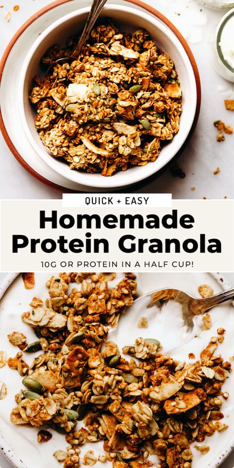 Protein Granola Diy Protein Granola, Granola Recipe Protein, Homemade High Protein Granola, But Free Granola, Macro Friendly Granola, Granola With Protein Powder, Macro Friendly Granola Recipe, Low Carb Granola Recipe With Oats, Low Cal Granola Recipe