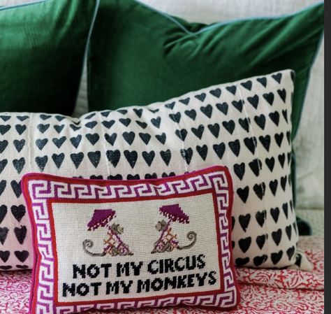 Needlepoint Throw Pillow Apartment 2023, Not Worth It, Furbish Studio, Not My Circus, Needlepoint Pillow, Small Pillow, Toss Pillow, Chic Pillows, Pillow Decor