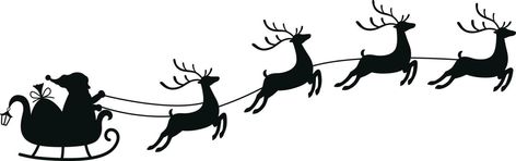 Santa And Reindeer Flying Silhouette, Reindeer Flying, Sleigh With Reindeer, Flying Reindeer, Reindeer And Sleigh, Santa And His Reindeer, Quilling Flowers, Twas The Night, Santa Sleigh