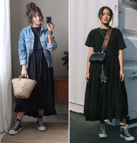 Ootd For Concert, Chilled Outfits, Japan Summer Outfit, Cool Mom Outfits, Body Positive Fashion, Trendy Mom Outfits, Black Skirt Outfits, Capsule Wardrobe Casual, Look Boho Chic