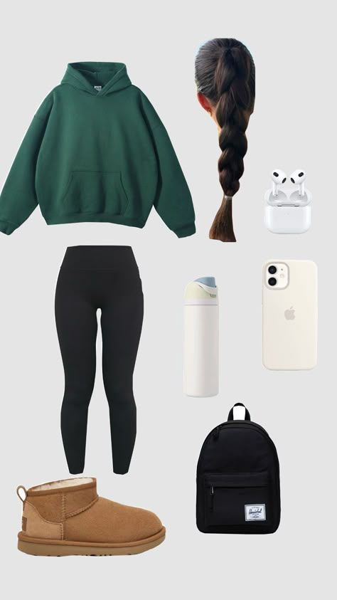 Cute Fits With Leggings Winter, Cute Preppy Outfits With Black Leggings, Outfit Ideas For School Casual Leggings, School Outfits With Black Leggings, Cute Fits With Black Leggings, Fall Fits With Leggings, Outfit With Green Leggings, Outfit Inspo For School Leggings, Winter Outfits For School Leggings