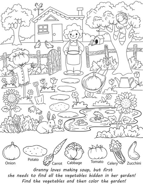 Free Printable Puzzles for Kids | K5 Worksheets Hidden Pictures Printables, Find The Hidden Objects, Free Math Printables, Vegetable Coloring Pages, Free Printable Puzzles, Printable Puzzles For Kids, Farm Preschool, Hidden Figures, Hidden Pictures