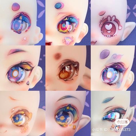 Bjd Eyes Tutorial, Bjd Faceup Ideas, Bjd Face Up Tutorial, Vtuber Toggles, Doll Eyes Drawing, Eye Tutorial Digital, Anime Doll Drawing, Doll Drawing Reference, Cute Chibi Eyes