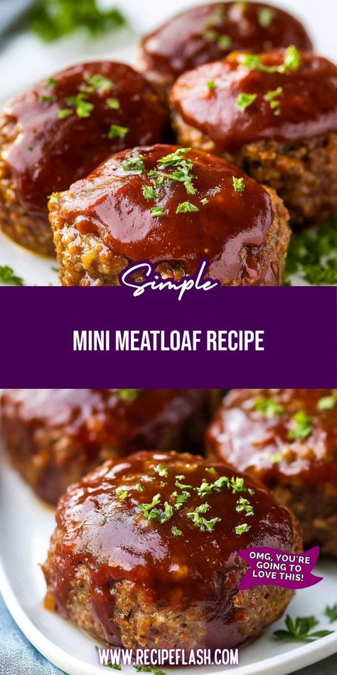 Enjoy a modern take on a classic with this Mini Meatloaf Recipe! These adorable meatloaves are easy to make and full of savory goodness. Perfect for meal planning, they fit seamlessly into any meatloaf recipes collection. Serve with your favorite sides for a comforting family meal! Meatloaf Recipes Tomato Sauce, Muffin Meatloaf Recipes Easy, Meatloaf Mix Recipes Dinners, Clean Meatloaf Recipe, Meatloaf For Two Recipes, Easy Mini Meatloaf Muffins, Mini Bbq Meatloaf, Meal Prep Meatloaf, Sweet Meatloaf Recipes