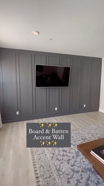 Tv On Board And Batten Wall, Board And Batten Living Room Wall, Board And Batten Tv Wall, Board And Batten Wall Living Room, Living Room Accent Wall Ideas With Tv, Accent Walls In Living Room With Tv, Man Cave Tv Wall, Accent Wall With Tv, Board And Batten Living Room