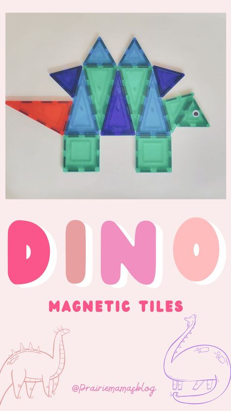 Magnet Tile Printables, Magnet Tile Dinosaurs, Magnetic Shape Activities, Magnetic Tile Dinosaur, Dinosaur Magnetic Tiles, Magna Tiles Dinosaur, Learning With Magnatiles, Magnatiles Ideas Dinosaur, Magnatile Dinosaur