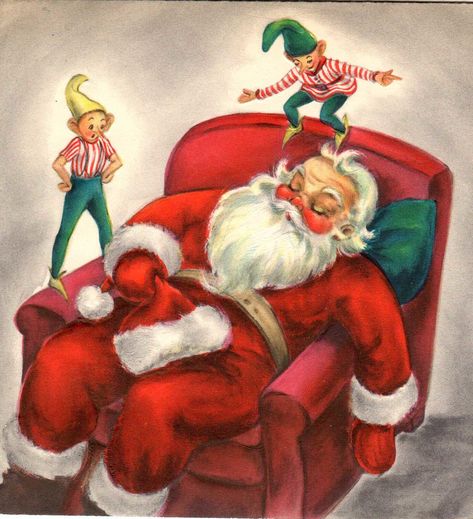 All sizes | sleeping-santa | Flickr - Photo Sharing! Vintage Christmas Greeting Cards, Vintage Christmas Images, Santa Claus Is Coming To Town, Old Christmas, Christmas Greeting Card, Old Fashioned Christmas, Christmas Past, Christmas Memory, Vintage Christmas Cards