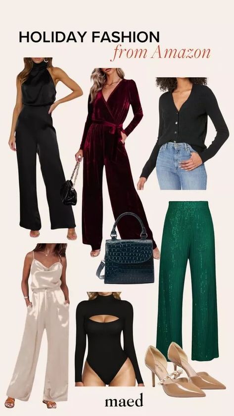 Shopping for the perfect holiday outfit for the holidays? Today MAED is sharing her favorite holiday fashion you can shop from Amazon! From jumpsuits , heels and bodysuits, find the perfect look for your upcoming Christmas parties in 2023! Follow for more Christmas outfit ideas, holiday shopping guides, and winter fashion trends. Outfit Ideas Holiday, Outfit Ideas Amazon, Denise Vasi, Holiday Outfit Ideas, Winter Fashion Trends, Christmas Outfit Ideas, Fashion Trends Winter, Amazon Beauty Products, Beauty Must Haves