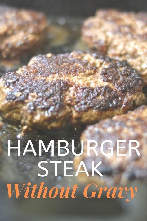 If you have ground beef, peppers and onions, you can make this quick hamburger steak without gravy recipe in less than 30 minutes! #groundbeefrecipe #hamburgersteak Hamburger Steaks Recipes, Ground Beef Steak And Gravy, Hamburger Steak Recipes Without Gravy, The Best Hamburger Steak, Hamburger Steak Dinner Ideas, Southern Hamburger Steak, E2m Recipes Ground Beef, Hamburger Steak No Gravy Recipes, Hamburger Steak And Onions