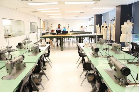 my ideal studio Sewing Classroom Layout, Fashion Design Classroom, Fashion Design Studio Workspaces, Fashion Classroom, Fabric Workshop, Designer Workspace, Sewing Studio Organization, Factory Layout, Fashion Design Studio