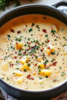 Craving something warm and comforting? This Creamy Potato Soup is the perfect answer! Rich, velvety, and loaded with tender potatoes, this soup is a cozy classic that’s easy to make and even easier to love. Topped with crispy bacon, shredded cheese, and a dollop of sour cream, every spoonful is pure comfort. Ideal for chilly days, family dinners, or a quick meal when you need something hearty and delicious! Easy Baked Potato Soup Recipe, Easy Baked Potato Soup, Outback Potato Soup, Potato Soup With Bacon, Steakhouse Potatoes, Baked Potato Soup Easy, Creamy Potato Soup Recipe, Easy Baked Potato, Baked Potato Soup Recipe