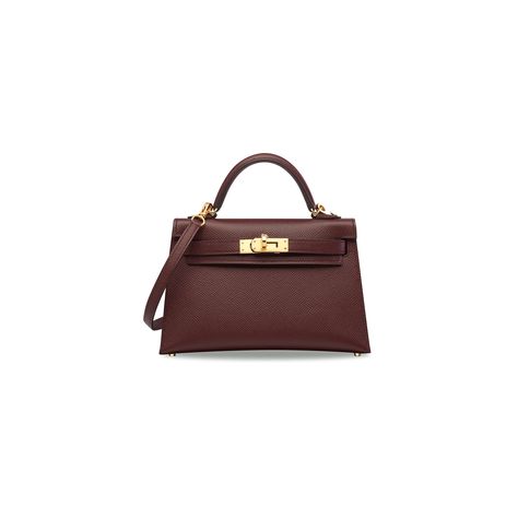 A BORDEAUX EPSOM LEATHER MINI KELLY 20 II WITH GOLD HARDWARE HERMÈS, 2017 Brown Mini Kelly, 2023 Handbags, Mini Kelly, Luxury Bags Collection, Micro Bag, Hermes Kelly Bag, Perfect Handbag, Kelly Bag, Fancy Bags