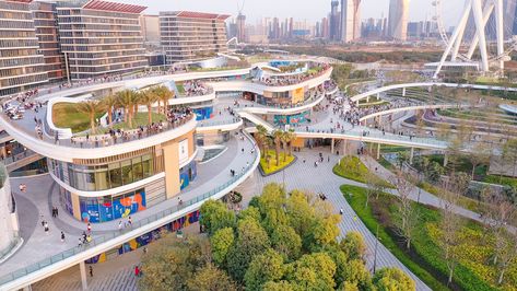 Honoring Shenzhen’s history as a regional market town, the master plan for Bao’an OCT OH BAY breathes new energy into China’s first economic zone. Laguarda.Low Architects' concept for the 128-acre park is a representation of growth, joining commerce with world-class cultural facilities. Located along with a three-quarter-mile waterfront site, the program features four primary zones — East and West Waterfront Retail Park; Urban Business Center; and Waterfront Cultural Park. Woven throughout this Green Roof Garden, Big Architects, Urban Heat Island, New Urbanism, Commercial Landscaping, Retail Park, Diagram Architecture, Roof Garden, Green Roof