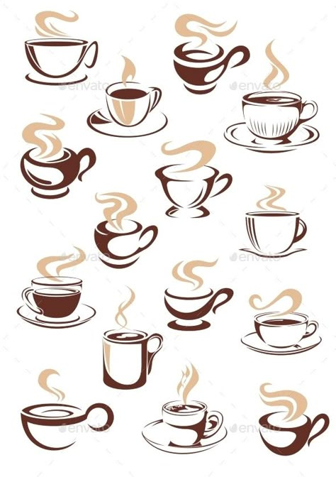 Tea Cup Drawing, Coffee Cup Drawing, Jura Coffee Machine, Coffee Steam, Paper Tea Cups, Steaming Coffee, Deur Sticker, Cafe Menu Design, Cupping At Home