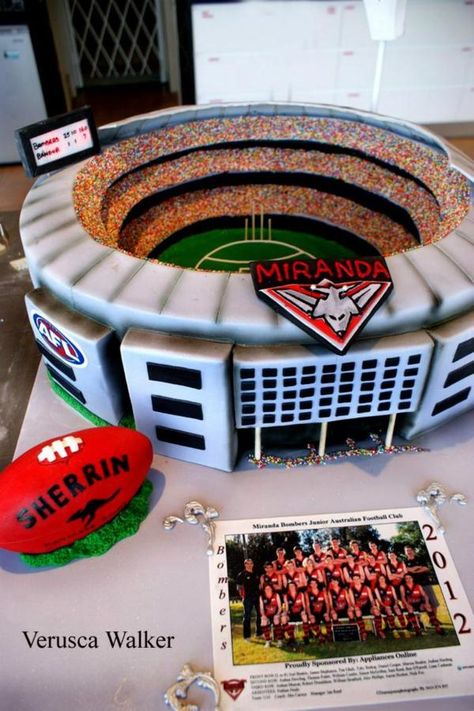 MCG Stadium Cake by Verusca on DeviantArt Footy Cake, Afl Party, Cricket Birthday Cake, Afl Essendon, Stadium Cake, Cricket Cake, Whimsical Cake, Sports Cake, Afl Football