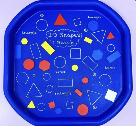 4 Sided Shapes Eyfs, Math Trays Preschool, Year 2 Tuff Tray Ideas, Eyfs Shape Activities, 2d Shape Activities Eyfs, Shape Tuff Tray Ideas, Shapes Tuff Tray, Eyfs Shapes, Shape Activities Eyfs