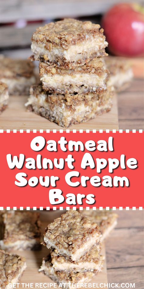 Apple Fall Desserts, Easy Apple Bars, Sour Cream Bars, Apple Bar Recipes, Fall Desserts Apple, Oatmeal Apple, Fall Fun Food, Apple Bars, Ultimate Breakfast