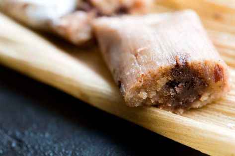 Chocolate tamales with pecans | Homesick Texan Chocolate Tamales, Dessert Tamales, Dried Cherry Recipes, Pecan Muffins Recipe, Sweet Tamales, Homesick Texan, Christmas Pastries, Mexican Desserts, Tamale Recipe