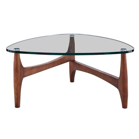 Product OverviewLedell 35" Coffee Table in Clear Glass with Walnut Base 15 mm thick clear tempered glass. Walnut stained solid ash wooden base. Plastic feet. Color: Clear Glass with Walnut Base Available Sizes: 2'11" x 2'11" x 1'4" 2'8" x 4'4" x 1'2" Assembly Required: No Glass Oval Coffee Table, Clear Coffee Table, Triangle Coffee Table, Oval Coffee Table, Coffee Tables For Sale, Glass Top Coffee Table, Glass Dining Table, Burke Decor, Glass Coffee Table