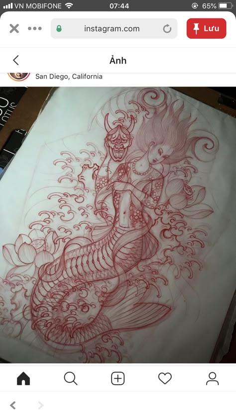 Japanese Mermaid Art, Japanese Mermaid Tattoo, Geisha Mermaid, Traditional Mermaid, Japanese Mermaid, Flash Sheet Ideas, Japanese Art Tattoo, Tattoos Illustration, Geisha Tattoo Design