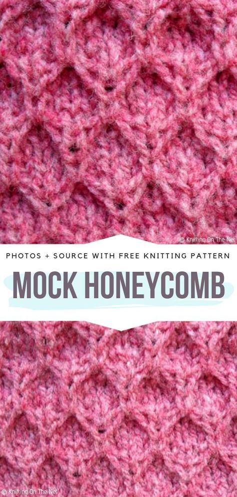 Knit Honeycomb Pattern, Mock Honeycomb Stitch, Honeycomb Knitting Pattern Free, Honeycomb Knit Pattern, Knit Honeycomb Stitch, Honeycomb Knitting, Honey Comb Knitting Patterns, Knit Texture Pattern, Honeycomb Stitch Knitting