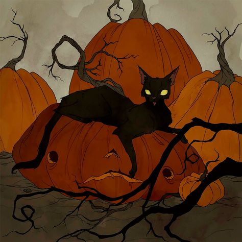 Abigail Larson, Black Cat Appreciation Day, Gothic Artwork, Arte Peculiar, Chat Halloween, Gothic Art, Pics Art, Halloween Cat, Horror Art