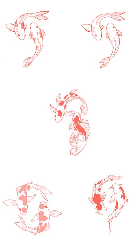 Koi Fish Tattoo Aesthetic, Yoimiya Tattoo Design, Japanese Minimal Tattoo, Koi Fish Tattoo Japanese Style, Red Koi Tattoo, Japanese Fine Line Tattoo, Other Half Tattoo, Koi Fish Tattoo Drawing, Simple Koi Fish Tattoo