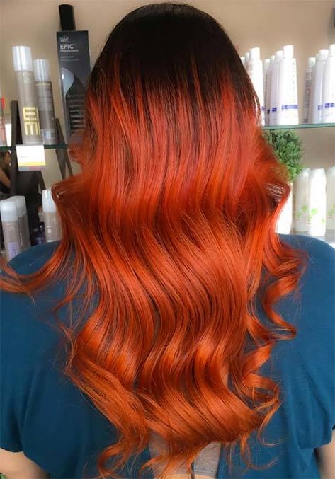 20 Burnt Orange Hair Colors to Make Heads Turn Copper Burgundy Hair, Burnt Orange Hair Color, Deep Burgundy Hair, Burnt Orange Hair, Red Hair Colors, Best Ombre Hair, Auburn Balayage, Hair Color Orange, Bold Hair Color