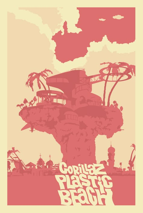 Minimalist Plastic Beach poster Gorillaz Poster Aesthetic, Plastic Beach Poster, Gorillas Poster, Plastic Beach Gorillaz, Gorillaz Poster, Gorillaz Plastic Beach, Plastic Beach, Earth Poster, Music Poster Ideas