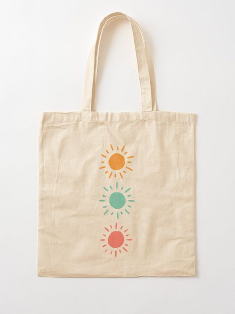 "Happy Retro Sun Pattern - Orange Mint Coral Palette" Tote Bag by illocharm | Redbubble Bag Painting Ideas Diy, Tote Bags Painting Ideas, Tote Bag Diy Paint, Ecobag Design Ideas, Diy Tote Bag Painting Ideas, Tote Bag Design Diy Paint, Cute Tote Bag Design, Tote Bag Inspo, Tote Bag Painting Ideas