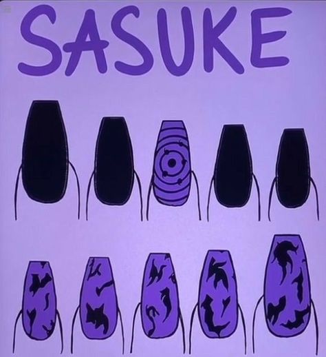 Naruto Nails, Anime Nail, Anime Nails, Goth Nails, Grunge Nails, Cute Acrylic Nail Designs, Really Cute Nails, Kawaii Nails, Nails Desing