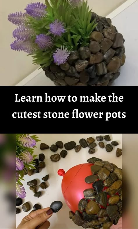 Things To Make With Rocks And Stones, Rock Bowls Diy, Diy Crafts With Rocks, Pebble Pots Planters, Stone Art Ideas Diy Projects, Small Stones Crafts, River Stones Crafts Garden Art, Diy With Rocks, Pebble Pots Diy