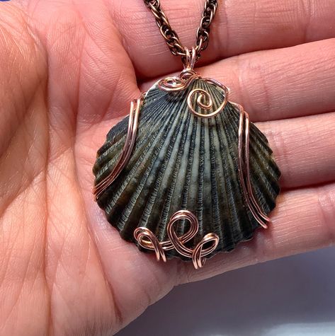 Seashell Wire Wrap, Shell Necklace Diy, Scallop Shell Craft, Seashell Jewelry Diy, Scallop Seashell, Johnny Knoxville, Aesthetic Jewellery, Shell Jewellery, Knotted Bracelet