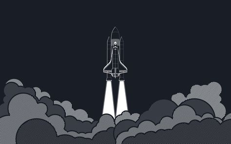 Wallpaper Space Shuttle Illustration, Minimalism, Artwork Cartoon Spaceship, Escape Velocity, Launch Pad, Wallpaper Space, Space Shuttle, Simple Wallpapers, Original Wallpaper, Monochrome Photography, Abstract Wallpaper