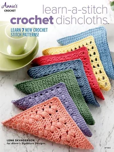 Learn 7 crochet stitch patterns and create a dishcloth at the same time! All dishcloths are made using cotton worsted-weight yarn, and measure 9” square. Designs include Openwork, Slanting Zigzags, Bead stitch, Puff Stitch, Jacob’s Ladder, Herringbone and Tunisian. Crochet Stitch Patterns, Annie's Crochet, Yarn Patterns, Dishcloth Crochet Pattern, Beginner Knitting Patterns, Crochet Dishcloth, Knit Dishcloth, Dishcloth Pattern, Crochet Dishcloths