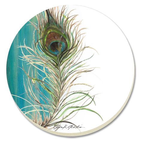 CounterArt Woodland Friends Owl Absorbent Coasters, Multicolor, Set of 4 : Amazon.ca: Home Bild Gold, Peacock Feather Art, Peacock Wall Art, Absorbent Coasters, Peacock Painting, Peacock Art, Woodland Friends, Feather Art, China Painting