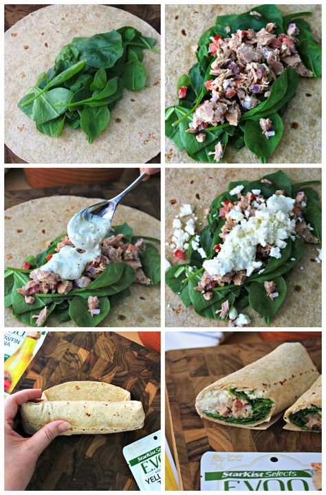 Tuna Wraps Recipes Healthy, Tuna Spinach Recipes, Lunch Spinach Wraps, Tuna Spinach Wrap, Healthy Tuna Wrap, Tuna Wrap Ideas, Tuna Tortilla Wrap, Spinach Wrap Ideas, Tuna Wrap Recipe