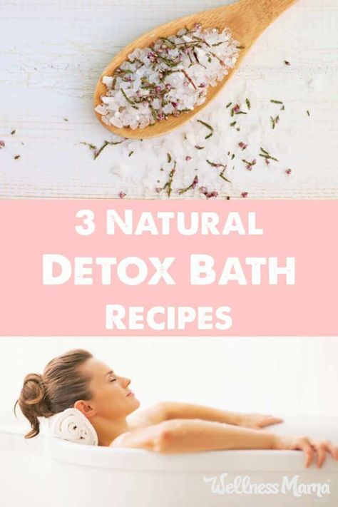 These natural detox bath recipes help naturally remove toxins from the body and boost health. Recipes for detox salt bath, detox clay bath and oxygen bath. Detox Bath Recipe, Natural Body Detox, Diy Detox, Bath Detox, Body Detox Cleanse, Full Body Detox, Detox Diet Plan, Wellness Mama, Bath Recipes