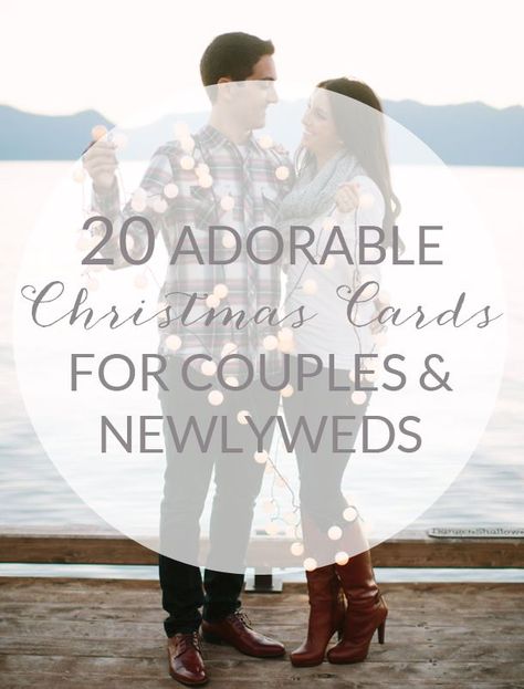 20 Christmas Cards for Couples & Newlyweds | SouthBound Bride | www.southboundbri... | Credit: This Love Of Yours via Style Me Pretty Christmas Card Ideas For Newlyweds, Christmas Card Wedding Picture, Christmas Couple Cards, Christmas Cards For Couples, Couples Christmas Card Ideas, Christmas Card Photo Ideas Couple, Funny Couple Christmas Cards, Couples Christmas Cards Photo Ideas, Christmas Card Ideas For Couples