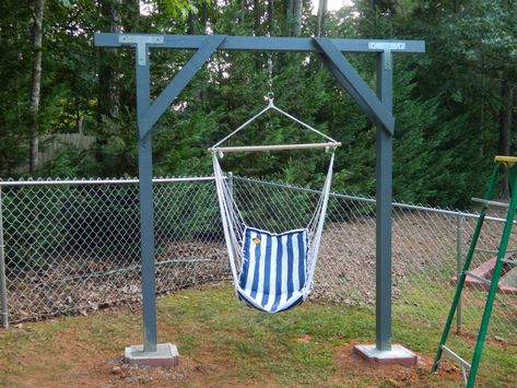 Hammock Stand Diy, Diy Hammock Chair, Dog Backyard, Outdoor Fire Pit Area, Hammock Chair Stand, Creek House, Outdoor Play Spaces, Diy Hammock, Chairs For Living Room