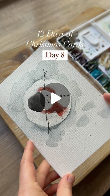 Christmas Card Tutorials How To Make, Diy Christmas Cards Snowman, Christmas Cards Ideas Drawing, Watercolor Christmas Card Tutorial, Christmas Day Drawing, Holiday Watercolor Cards, Christmas Cards Aquarel, Christmas Card Watercolor Ideas, Christmas Card Painting Ideas