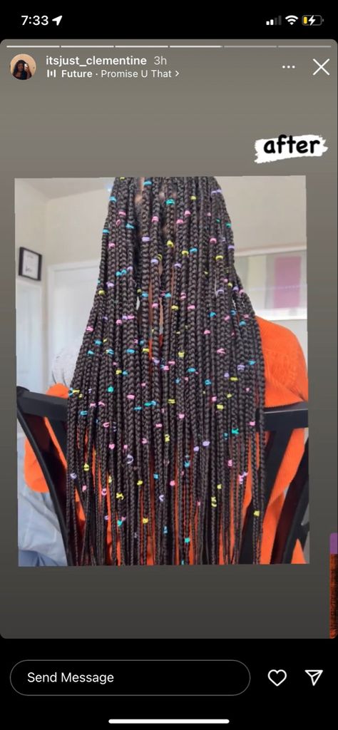 Knotless With Rubber Bands, Knotless Box Braids Hairstyles Ideas Color, Knotless Box Braids With Rubber Bands, Braids With Colorful Rubber Bands, Glitter Knotless Braids, Knotless Braids With Rubber Bands, Rubber Band Braids Hairstyles, Box Braids With Rubber Bands, Rubber Band Knotless Braids