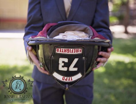 The perfect Ring bearer pillow when the groom is a fire fighter! Wedding Firefighter, Firefighter Wedding Photos, Wedding Firefighter Garter, Firefighter Engagement Pictures, Fireman Wedding, Firefighter Engagement, Firefighter Girlfriend, Firefighter Wedding, Baby Sling Carrier