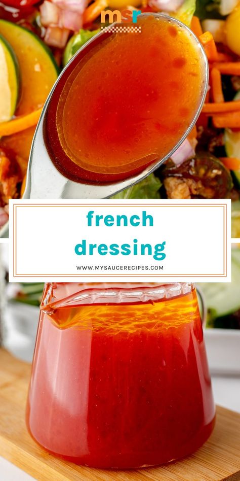 French Dressing is a tangy and sweet way to jazz up your salad and loads of other dishes. It's also a great marinade and dipping sauce! Sweet French Dressing Recipe, Best Salad Dressing Recipe, Sweet Onion Dressing, Homemade French Dressing, French Dressing Recipe, French Salad Dressing, Homemade Coleslaw Dressing, Best Sauce Recipe, Best Salad Dressing