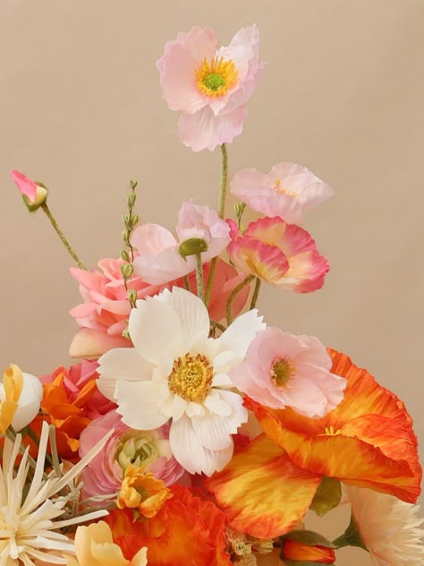 This Colourful Artificial Flowers Bridal Bouquet is a gorgeous sight to behold! With its blend of pastel orange and cream, it'll make the perfect bouquet for your walk down the aisle. And because it's artificial, your big day will last longer than ever before. So don't miss out - get hitched and get this fabulous bouquet! Bright Orchid Bouquet, Orange Pink Party, Pink And Orange Bridal Bouquet, Pink And Orange Bouquet, Summer Wedding Palette, Alice Aesthetic, Bright Wedding Bouquet, Orange And Pink Flowers, Peach Wedding Bouquet