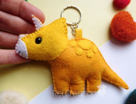 Felt Dinosaur Brachiosaurus Triceratops Keychain - Etsy Australia Dinosaur Brachiosaurus, Felt Dinosaur, Decorated Bags, Backpack Decoration, Felt Sheets, Kawaii Plush, Thanks A Bunch, Sailor Venus, Easter Gifts