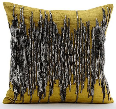 Metallic Pillow, Custom Cushion Covers, Beaded Pillow, Leather Throw Pillows, European Pillows, Couch Cushion Covers, Chartreuse Green, Green Throw Pillows, Couch Cushions