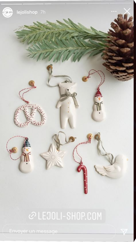 Ceramic Garland Christmas, White Clay Christmas Decorations, Xmas Clay Decorations, Ceramic Xmas Ornaments, Christmas Handmade Ornaments, Christmas Ornament Ceramic, Handmade Ceramic Christmas Decorations, Ceramic Xmas Decorations, Ceramic Tree Ornaments