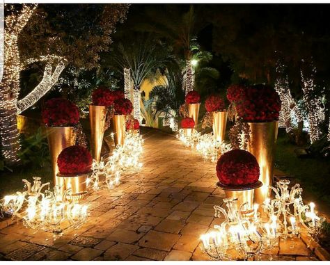 Red roses pathway Pheras Decor, Fairy Tail Wedding Theme, Henna Decoration Ideas Decor, Wedding Walkway, Indian Wedding Decorations Receptions, Event Entrance, Red Wedding Decorations, Wedding Entrance Decor, Red Rose Wedding